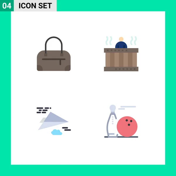 Modernes Set Mit Flachen Symbolen Und Symbolen Wie Tasche Papier — Stockvektor