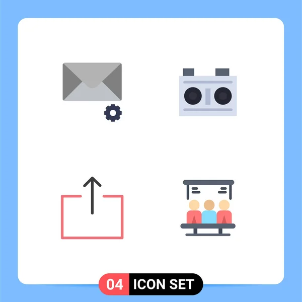 Pack Creative Flat Icons Mail Send Camera Fotografie Zoeken Bewerkbare — Stockvector