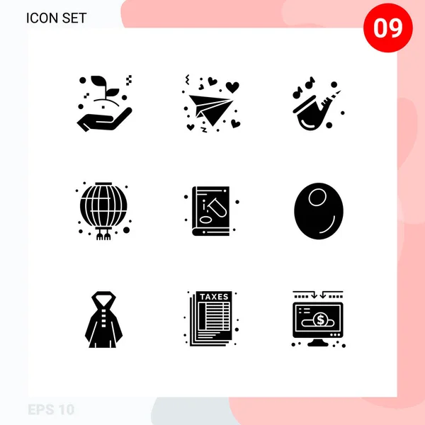 Creative Icons Modern Signs Symbols Chemistry Book Music Red Chinese — стоковый вектор