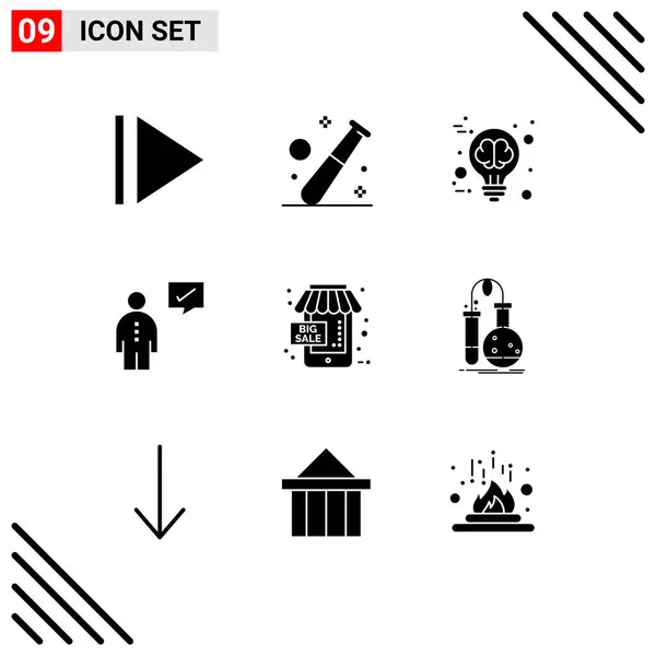 Moderne Set Van Solide Hiërogliefen Symbolen Zoals Handel Verkoop Idee — Stockvector