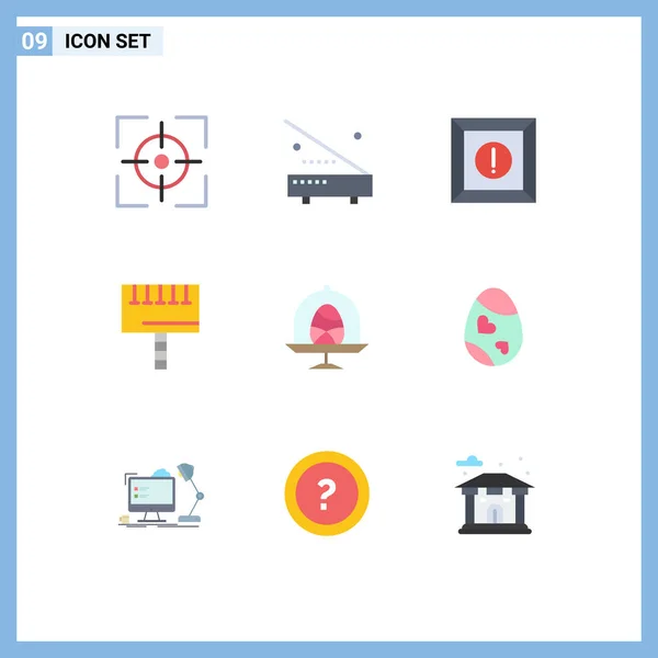 Web ve Mobil Uygulamalar için 9 Evrensel Düz Renk Seti yumurta, tabela, donanım, tahta, reklam Düzenlenebilir Vektör Tasarım Elemanları