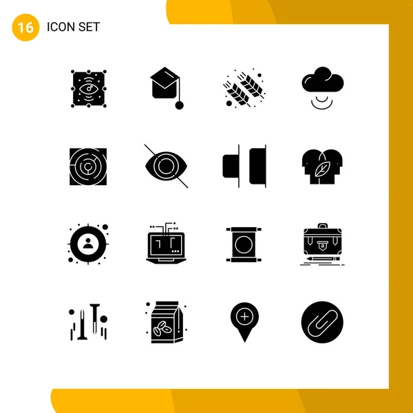 Conjunto Icones Modernos Símbolos Sinais Para Mapa Wifi Comida Sinal —  Vetores de Stock