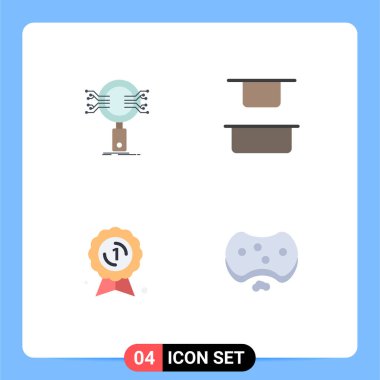 4 yaratıcı Düz Analiz Simgesi, Ödül rozeti, araştırma, yükselme, madalya Düzenlenebilir Vektör Tasarım Elementleri