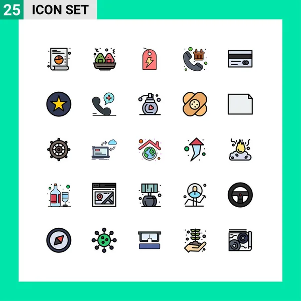 Universal Icon Symbols Group Modern Filled Line Flache Farben Von — Stockvektor