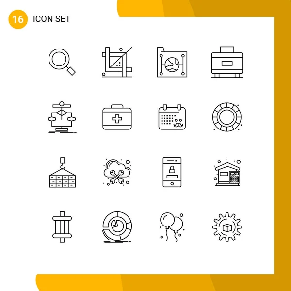 Lot Contours Commerciaux Pour Algorithme Valise Programmation Vacances Fichier Éléments — Image vectorielle