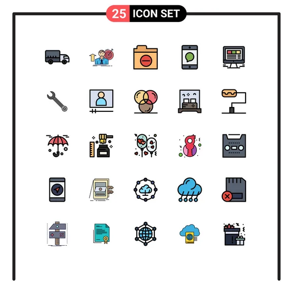 Vector Icon Pack Line Signs Symbols Mobile Devices Growth Communication — 스톡 벡터