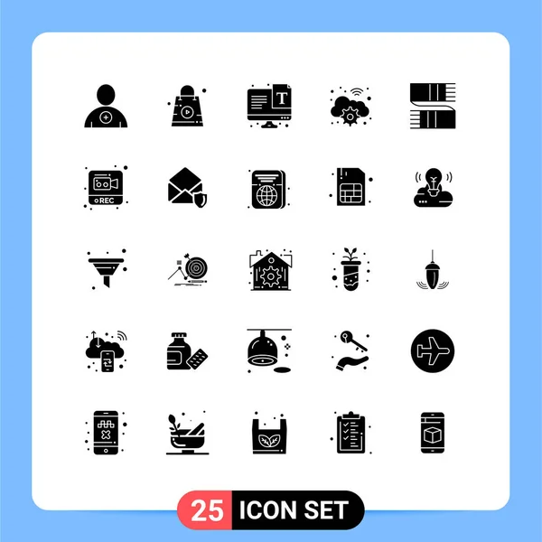 齿轮可编辑矢量设计元素25行符号和符号的库存矢量图标包 — 图库矢量图片
