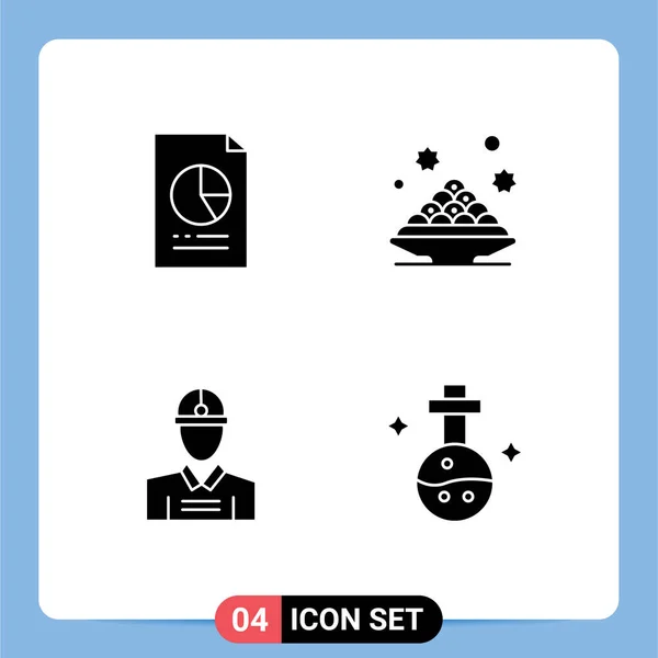 Glyphe Solide Paquet Symboles Universels Données Plat Fichier Doux Ingénieur — Image vectorielle