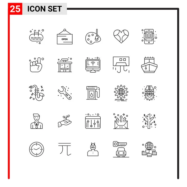 Set Modern Ikonok Szimbólumok Jelek Romantikus Kedvenc Jelzőtábla Szerelem Szerkesztése — Stock Vector