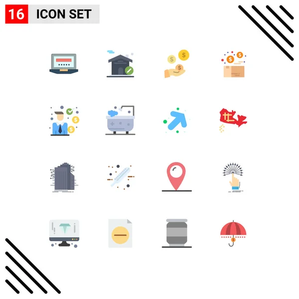 Creative Icons Modern Signs Symbols Investment Product Hand Package Money — Stock Vector