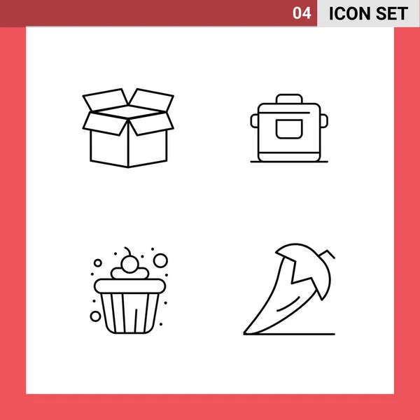 Set Modern Icons Sysymbols Signs Box Food Cooker Hotel Food — Archivo Imágenes Vectoriales