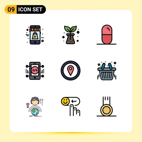 Set Modern Icons Sysymbols Signs Map Gps Health Web Development — Vector de stock