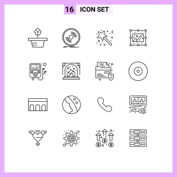 Pictogram Set Simple Outlines Image Process Vinyl Creative Surprise Editable — 스톡 벡터