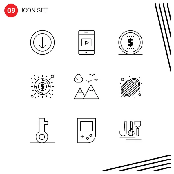 User Interface Outline Pack Modern Signs Sysymbols Camping Rope Scenery — Vector de stock