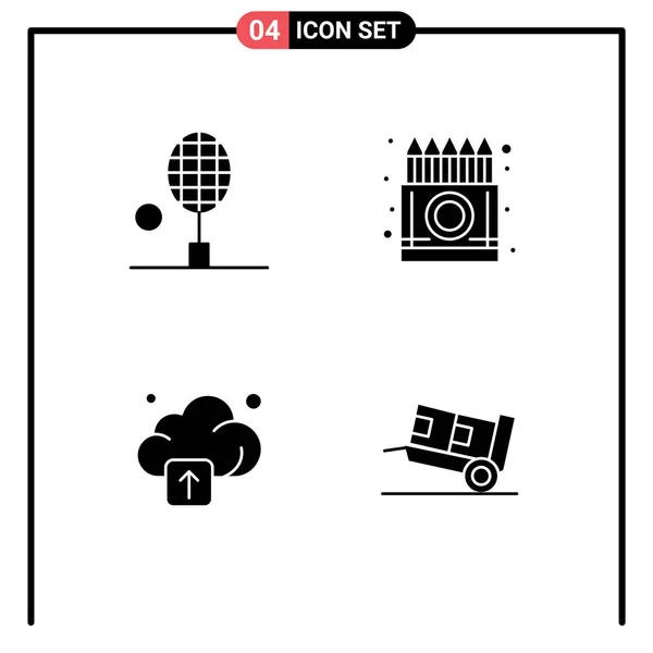 Stock Vector Icon Pack Mit Linienzeichen Und Symbolen Für Badminton — Stockvektor