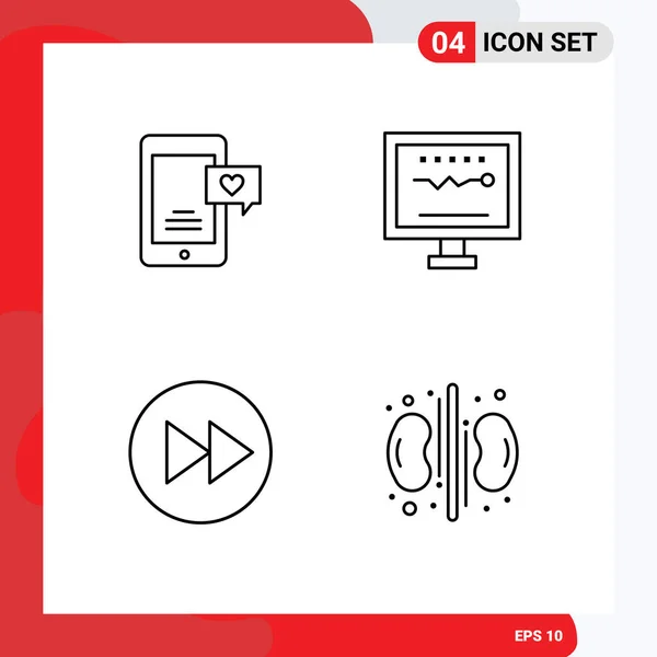 Pictogram Set Simple Filledline Flat Colors Mobile Arrow Love Chat — 스톡 벡터