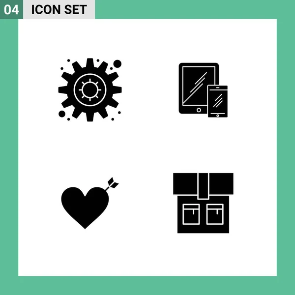 Creative Icons Modern Signs Symbols Gear Heart Smartphone Tablet Bag — Stock Vector