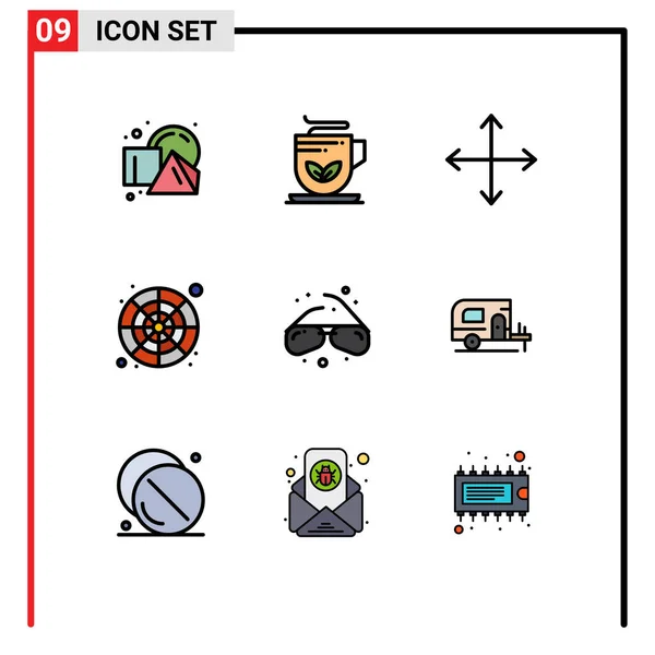 Stock Vector Icon Pack Mit Linienzeichen Und Symbolen Für Gläser — Stockvektor