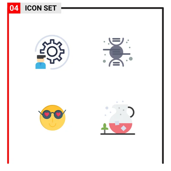 Icone Piatte Vettoriali Tematiche Simboli Modificabili Codifica Emoji Processo Ricerca — Vettoriale Stock