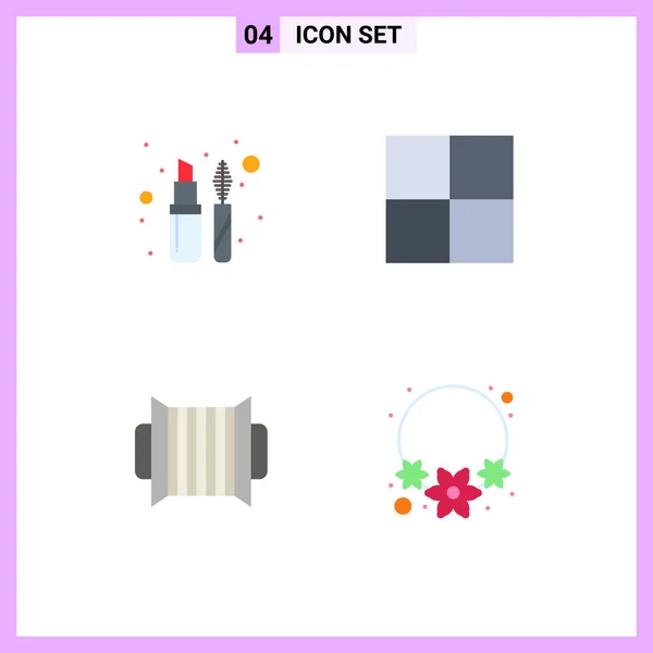 Universal Flat Icons Set Web Mobile Applications Lips Stick 마스카라 — 스톡 벡터