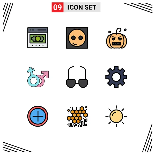 Stock Vector Icon Pack Mit Zeilenzeichen Und Symbolen Für Männlich — Stockvektor