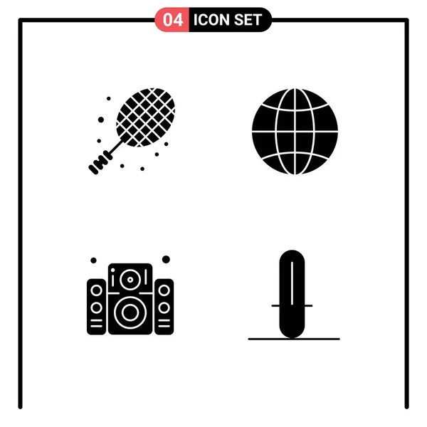 Универсальная Икона Представляет Собой Группу Современных Символов Мяча Звука Тенниса — стоковый вектор