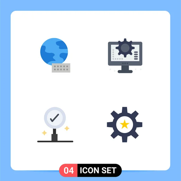 Пакет Современных Плоских Иконок Веб Печатных Сми Мир Поиск Компьютер — стоковый вектор