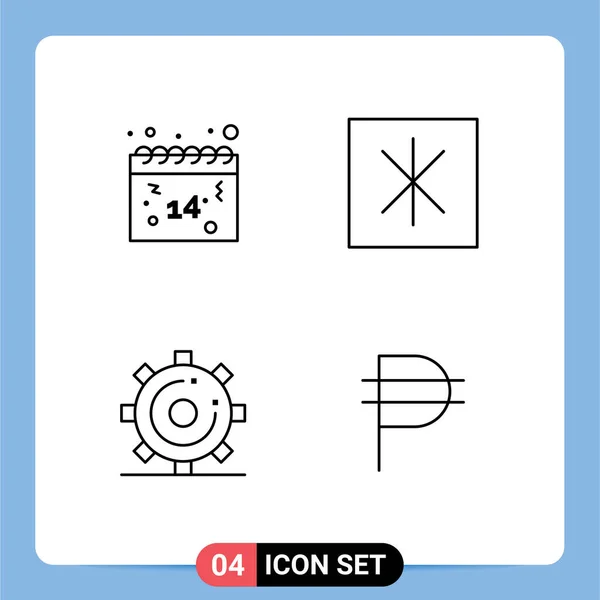 Línea Interfaz Móvil Conjunto Pictogramas Calendario Optimización Valentines Refrigerador Búsqueda — Vector de stock