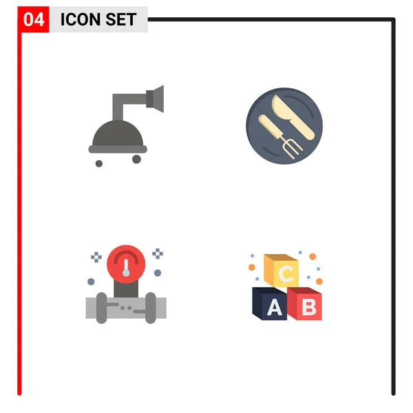 Pictogramme Ensemble Icônes Plates Simples Salle Bains Outils Déjeuner Couteau — Image vectorielle