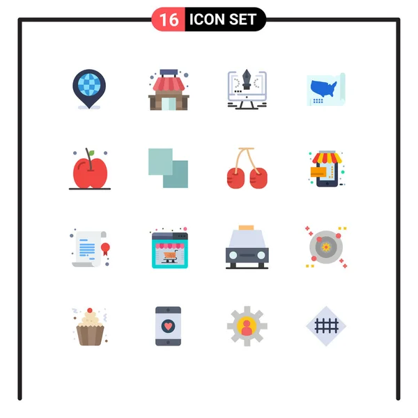 16個のモダンなUiアイコンのセットアップル デザインのための記号クリエイティブベクトルデザイン要素の編集可能なパック — ストックベクタ