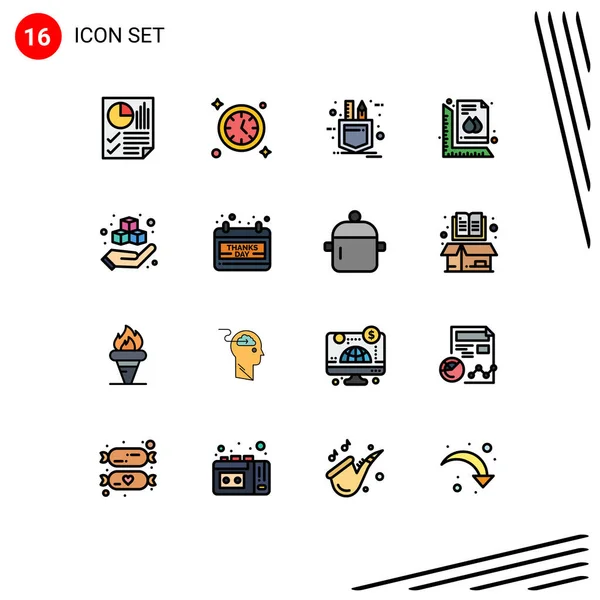 Universal Icon Symbols Group Modern Flat Color Plné Řádky Krabičky — Stockový vektor