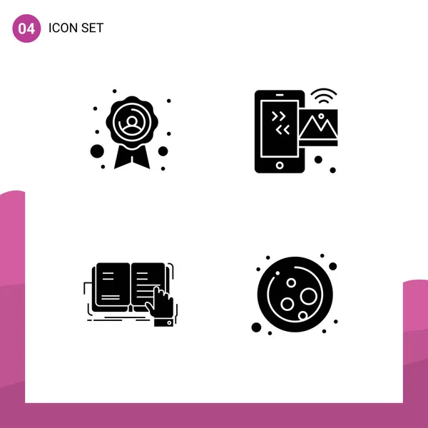 Set Modern Icons Symbols Signs Badge Lesson Image Iot Literature — Stock Vector