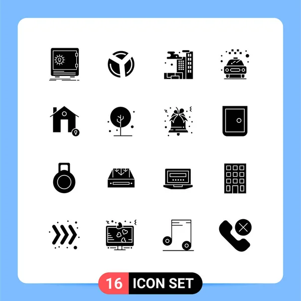 Universal Solid Glyphs Set Web Mobile Applications Estate Service Analytics — Stock Vector