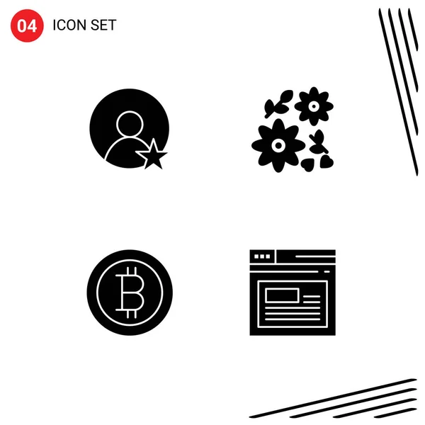 Editable Vector Line Pack Simple Solid Glyphs Rating Page Bouquet — 스톡 벡터