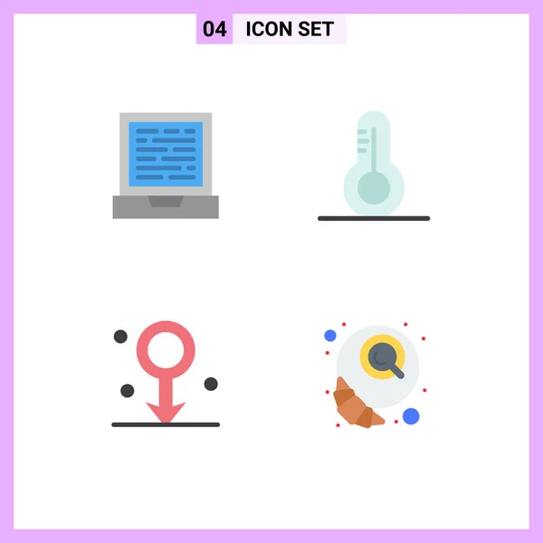 User Interface Pack Basic Flat Icons Laptop Medical Science Biology — Vector de stock