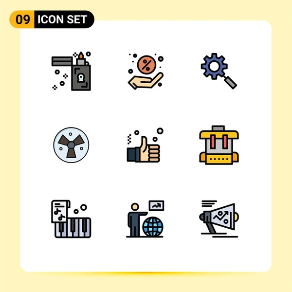 Creative Icons Modern Signs Sysymbols Hand Business Research Fan Warining — Vector de stock
