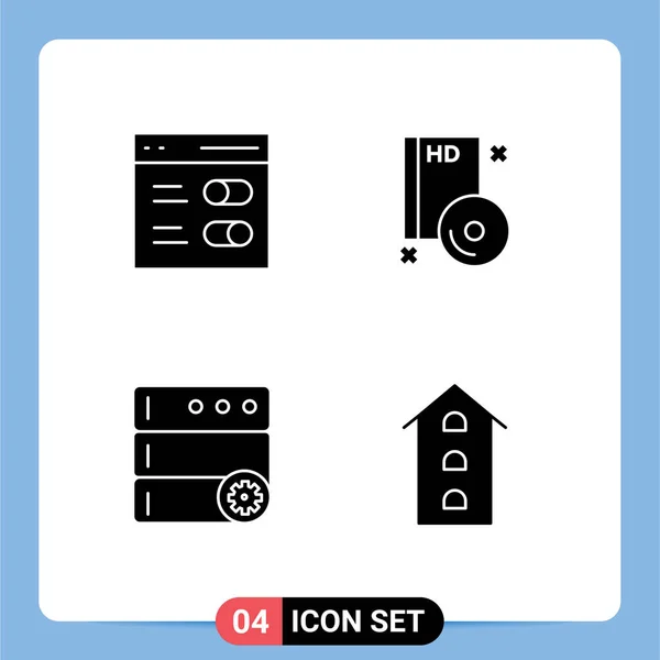 Packung Mit Modernen Solid Glyphen Zeichen Und Symbole Für Web — Stockvektor