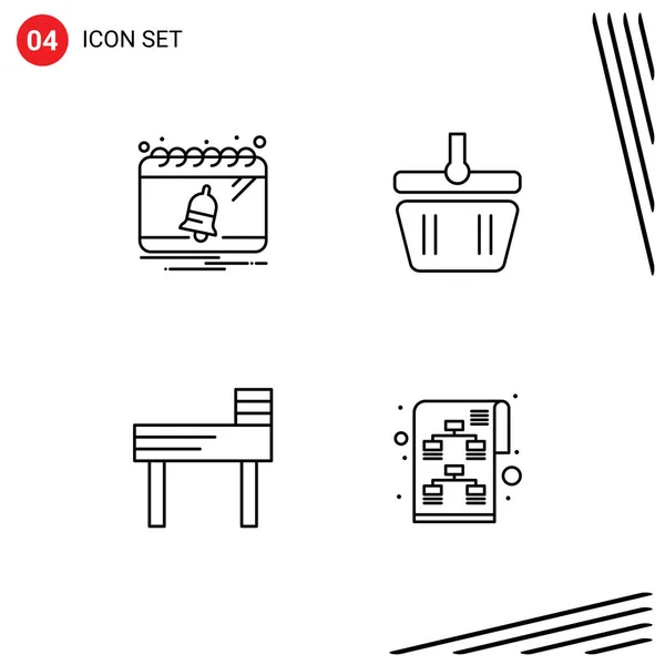 Set Modern Icons Sysymbols Signs Bell Education Notification Shesiing Planning — Vector de stock