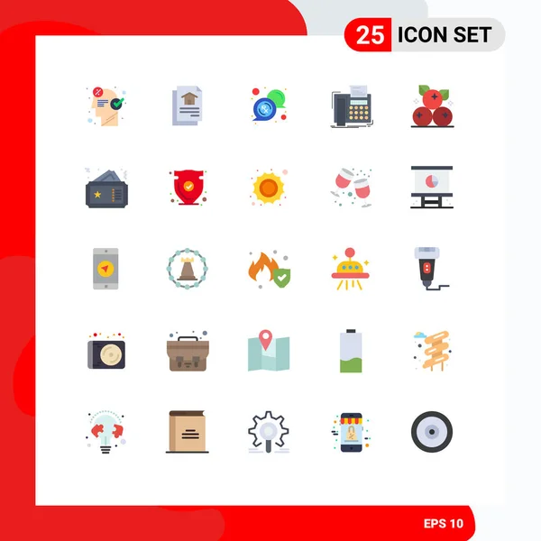 Set Modern Icons Sysymbols Signs Berry Telefax Bubble Telephone Fax — Vector de stock