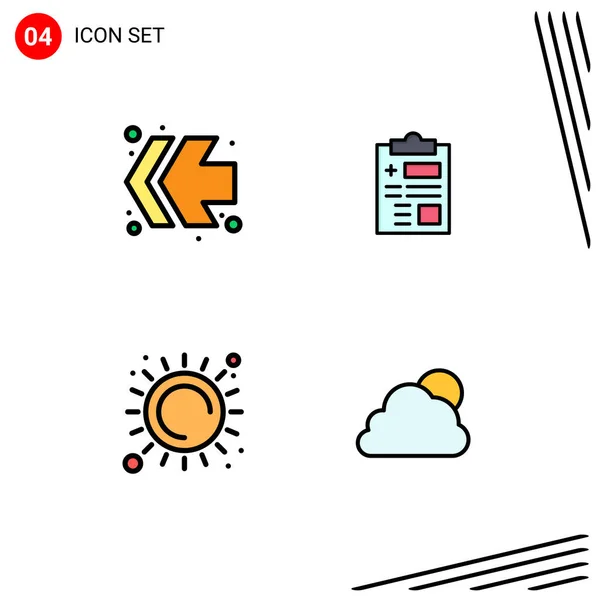 Conjunto Icones Modernos Símbolos Sinais Para Setas Luz Solar Relatório — Vetor de Stock