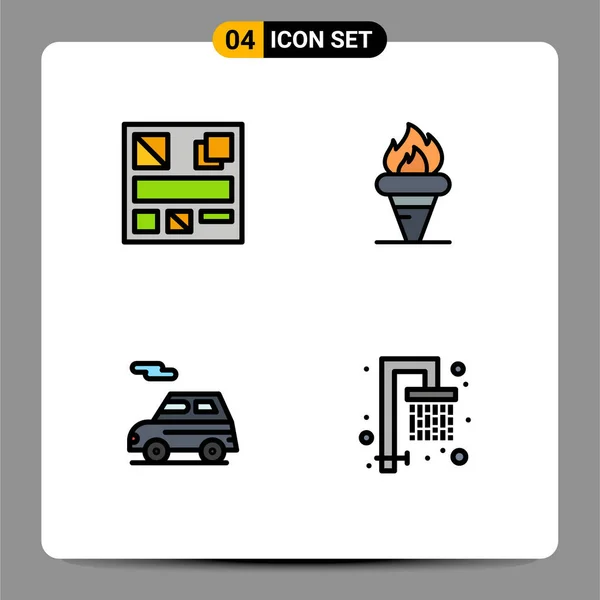 Interface Utilisateur Filledline Flat Color Pack Signes Symboles Modernes Conception — Image vectorielle