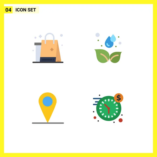 User Interface Pack Basic Flat Icons Shopping Location Cloths Green — Stock Vector