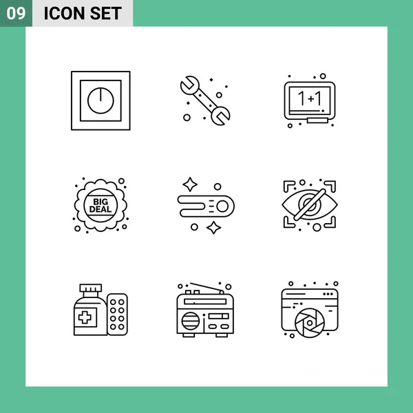 Set Modern Icons Symbols Signs Sale Discount System Big Deal — Stock Vector