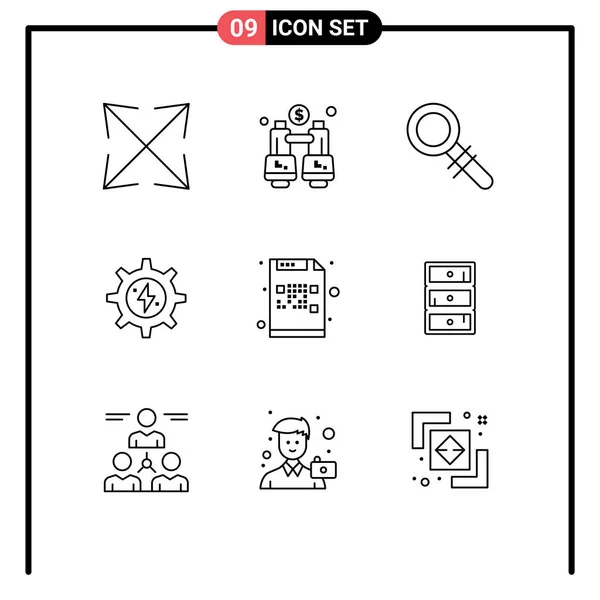 Ensemble Symboles Modernes Icônes Interface Utilisateur Signes Pour Fichier Crypto — Image vectorielle
