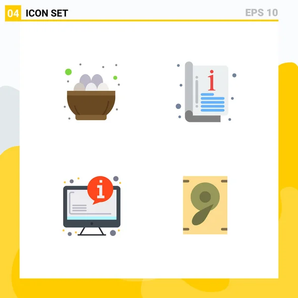 Flat Icon Concept Websites Mobile Apps Bowl System Egg Catalogue — Stock Vector