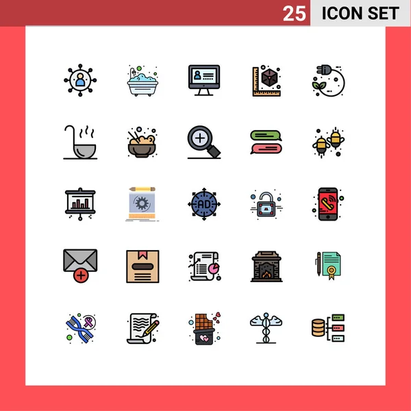 Set Modern Icons Sysymbols Signs Electric Printer Bathroom Model Cube — Archivo Imágenes Vectoriales