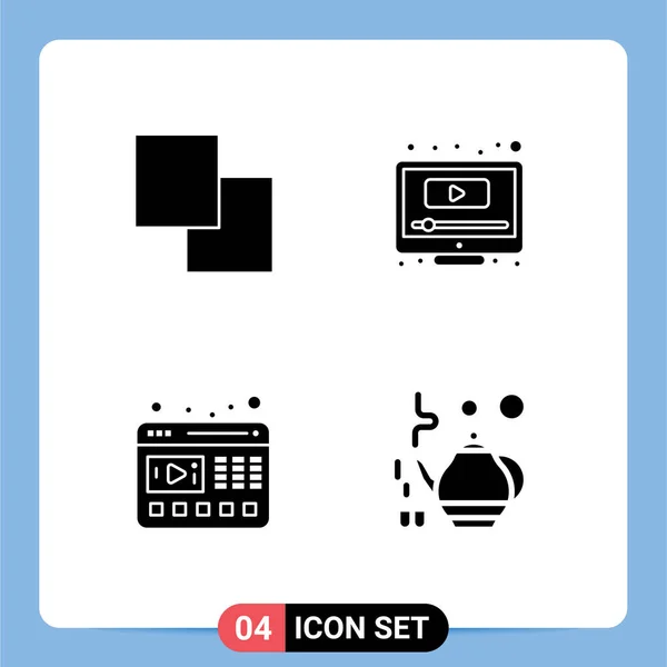 Set Modern Icons Sysymbols Signs Copy Web Computer Youtube Tea — Archivo Imágenes Vectoriales