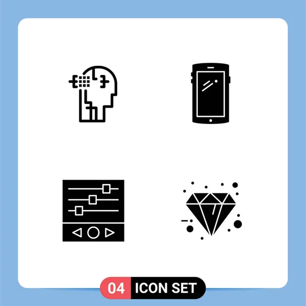 Interface Usuário Solid Glyph Pack Modern Signs Symbols Artifical Equalizer — Vetor de Stock