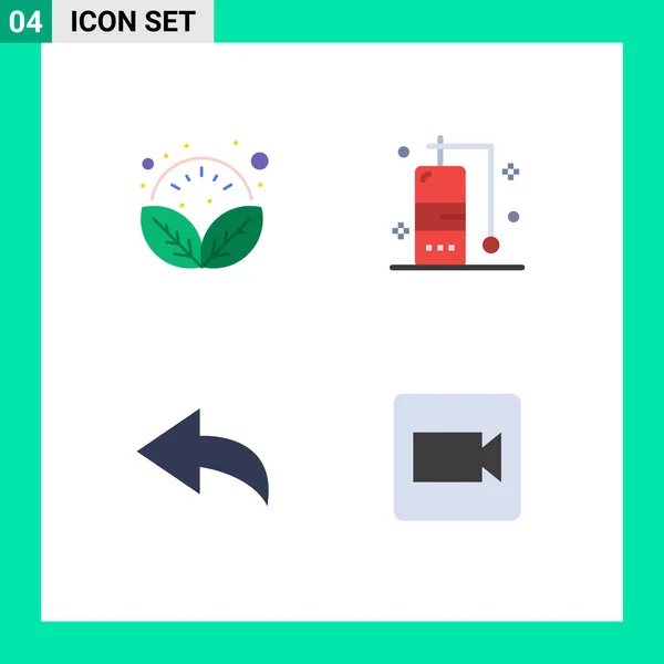 Creative Icons Modern Signs Sysymbols Leaves Camera Relax Holiday Video — Vector de stock