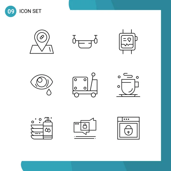 Mobile Interface Outline Set Pictograms Logistic Sad Fit Band Eye — Stock Vector